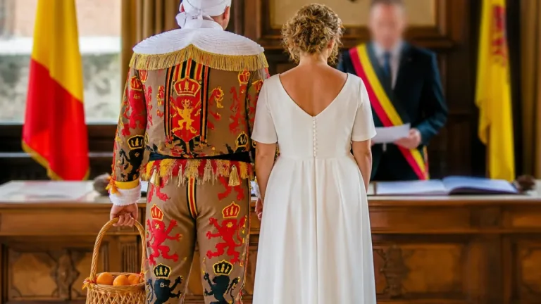 À La Louvière, un mariage civil placé sous le signe des gilles