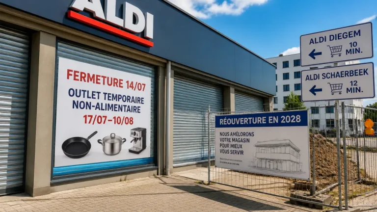 Evere: ALDI ferme, un outlet temporaire ouvre avant un chantier jusqu’en 2028