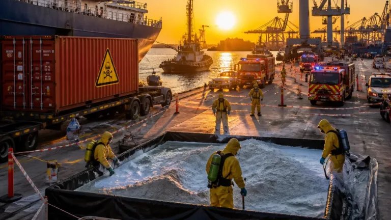 Fuite de fluorure d’hydrogène au Deurganck Dock : opérations de confinement et trafic suspendu