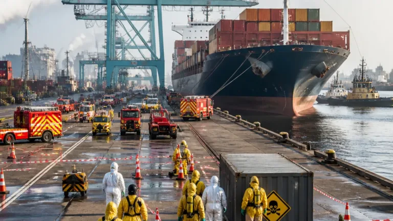Fuite de fluorure d’hydrogène au port d’Anvers : l’évaporation diminue, le conteneur doit encore être retiré