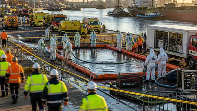 Fuite inconnue dans le port d'Anvers : périmètre sécurisé et navigation interrompue
