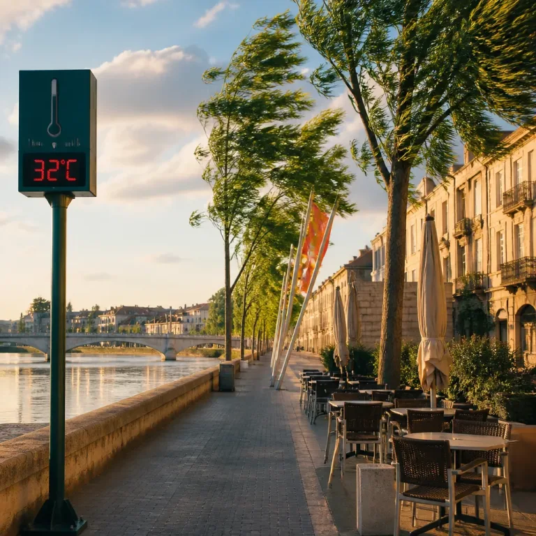 Chaleur marquée et rafales: Chalon‑sur‑Saône attend jusqu’à 32 °C et des vents jusqu’à 40 km/h