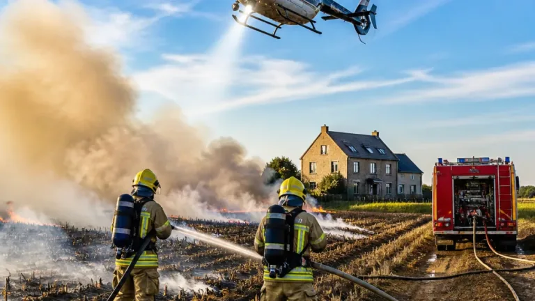 Wormeldange : un champ part en flammes, l'intervention rapide des pompiers évite la propagation à une maison